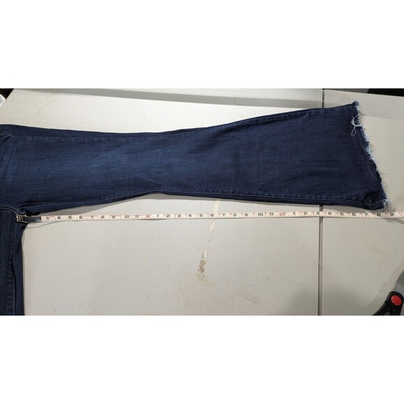 Judy Blue High-Rise Raw Hem Tall Flare Stretch Jeans Blue Denim Dark Wash 15/32 - Picture 5 of 10